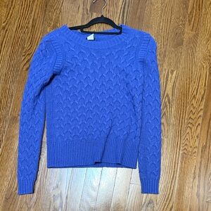 J. Crew Royal Blue Cable-Knit Crewneck Sweater